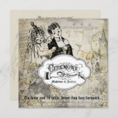 Bird and Blossom Bride and Groom Wedding Invite Kaart (Voorkant / Achterkant)