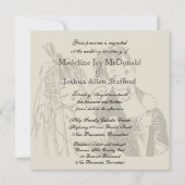 Bird and Blossom Bride and Groom Wedding Invite Kaart (Achterkant)