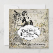 Bird and Blossom Bride and Groom Wedding Invite Kaart (Voorkant)