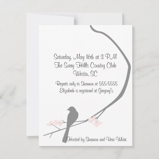 Bird and Blossom Invitation - Small Kaart (Achterkant)