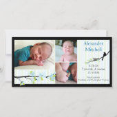 Bird and Blossoms in Blues Geboorteaankondiging Aankondiging (Voorkant)