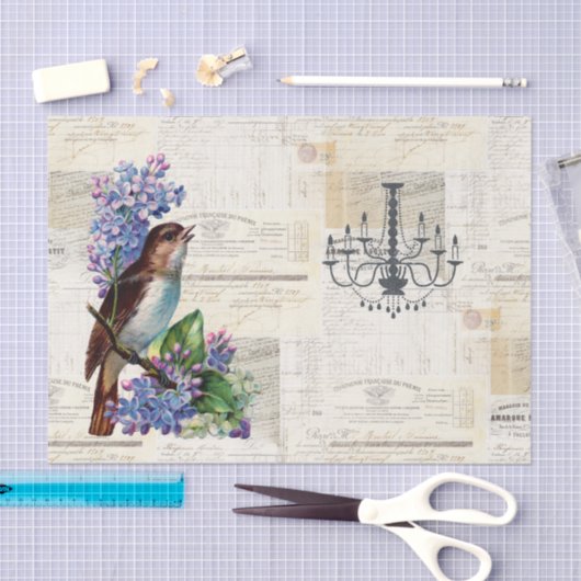 Bird and Chandelier  French Tissue Paper Tissuepapier (Craft)