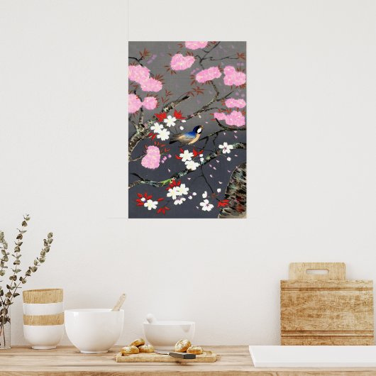 Bird and Cherry Blossom Bakufu Ohno 1949 Poster (Keuken)