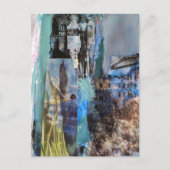 Bird and City Buildings mixed media collage Briefkaart (Voorkant)