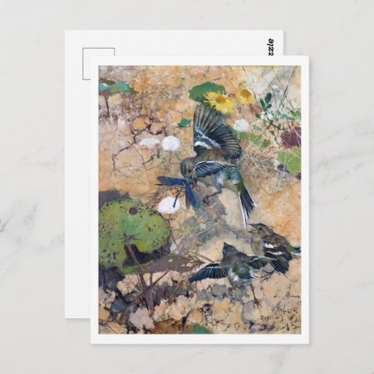 Bird and Dragonfly, Bruno Liljefors Briefkaart (Voorkant / Achterkant)