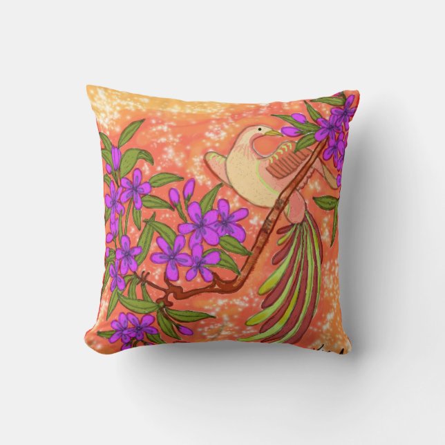 Bird and Floral American MoJo Pillow Kussen (Voorkant)