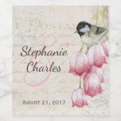 Bird and Floral Look Bruiloft Wijn Label Wijn Etiket (Enkel label)