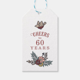 Bird and Flowers Verjaardag Bedankt Favor Tags Cadeaulabel