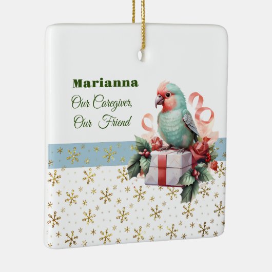 Bird and Gifts Blue Caregiver Square Ornament (Rechts)