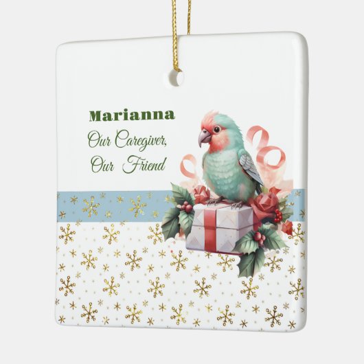 Bird and Gifts Blue Caregiver Square Ornament (Links)