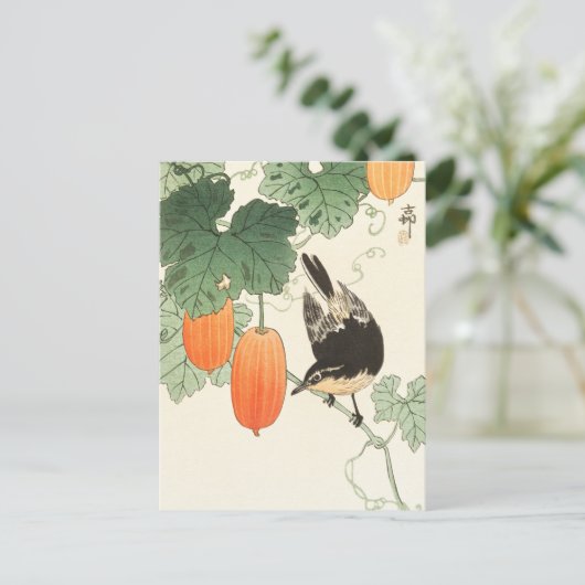 Bird and Khaki Painting van Ohara Koson Briefkaart (Staand voorkant)