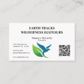 Bird and Leaf QR Code Ecotourism Conservation Visitekaartje (Voorkant)