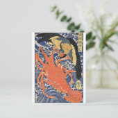 Bird and Lobster Japans Woodblock Art Ukiyo-E Briefkaart (Staand voorkant)