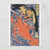 Bird and Lobster Japans Woodblock Art Ukiyo-E Briefkaart (Voorkant)