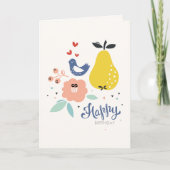 Bird and Pear Birthday Kaart (Voorkant)