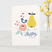 Bird and Pear Birthday Kaart (Gele Bloem)