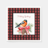 Bird and Pine Bough Check Paper Napkin Servet (Voorkant)