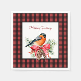 Bird and Pine Bough Check Paper Napkin Servet