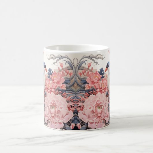Bird and Pink Peonies Coffee Mok (Center)