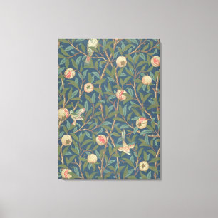 Bird and Pomegranate Wallpaper Design, bedrukt met Canvas Afdruk