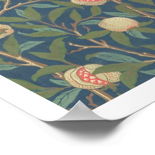 Bird and Pomegranate Wallpaper Design, bedrukt met Poster (Hoek)