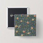 Bird and Pomegranate Wallpaper Design, bedrukt met Vierkante Button 5,1 Cm (Voorkant /achterkant)