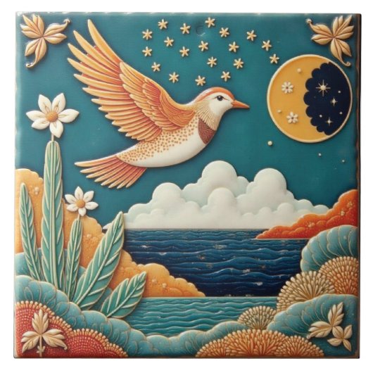 Bird and the Crescent Gids Tegeltje (Voorkant)