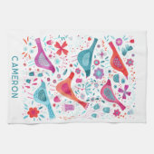 Bird and Wildflower Bloemen Waterverf gepersonalis Theedoek (Horizontaal)