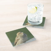 Bird Animal Foto Small Brown House Sparrow Glazen Onderzetter (Schuin)