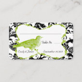  Bird Apple Green & Black Damask Place Card Plaatskaartje (Voorkant)