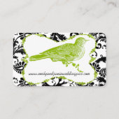  Bird Apple Green & Black Damask Place Card Plaatskaartje (Achterkant)