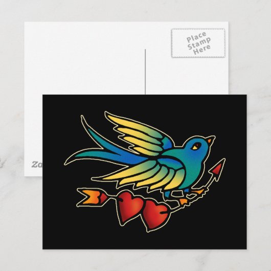 Bird Arrow en Hearts Briefkaart (Voorkant / Achterkant)