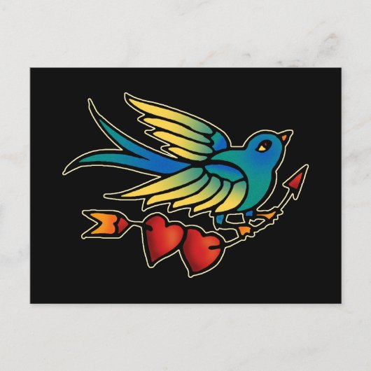 Bird Arrow en Hearts Briefkaart (Voorkant)