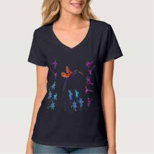 Bird Art Floral Hummingbird T-shirt
