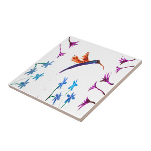Bird Art Floral Hummingbird Tegeltje