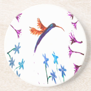 Bird Art Floral Hummingbird Zandsteen Onderzetter