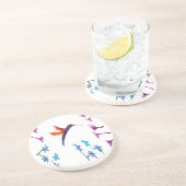 Bird Art Floral Hummingbird Zandsteen Onderzetter (Zijkant)