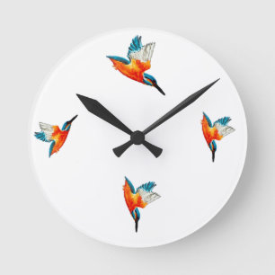 Bird Art Flying Kingfish Ronde Klok