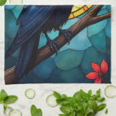 Bird Art Glas in lood Ravens-Crows Theedoek (Gevouwen)