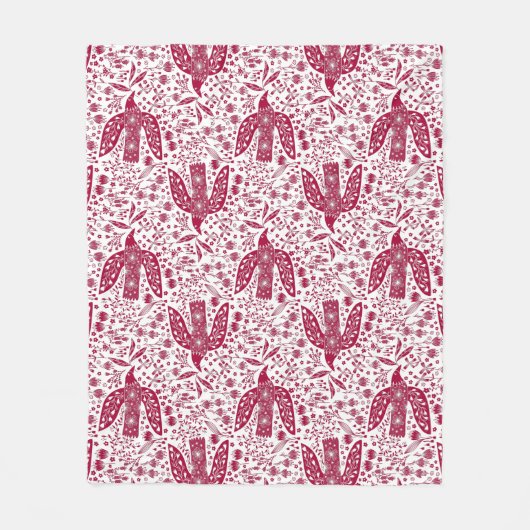 Bird Art Red Fleece Deken (Voorkant)