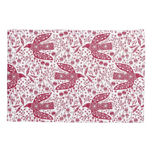 Bird Art Red Kussensloop (Achterkant-Links)