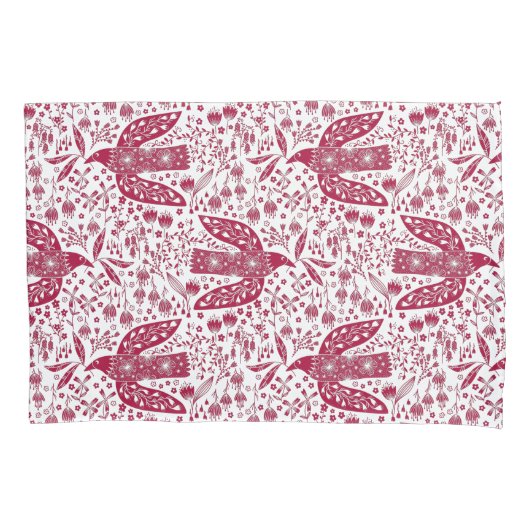 Bird Art Red Kussensloop (Voorkant-Links)