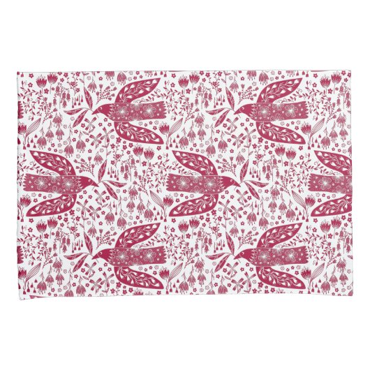 Bird Art Red Kussensloop (Voorkant-Rechts)