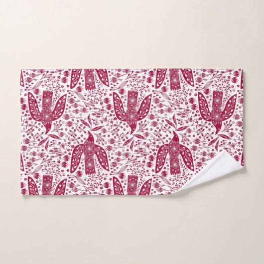 Bird Art Red White Bad Handdoek (Handdoek)