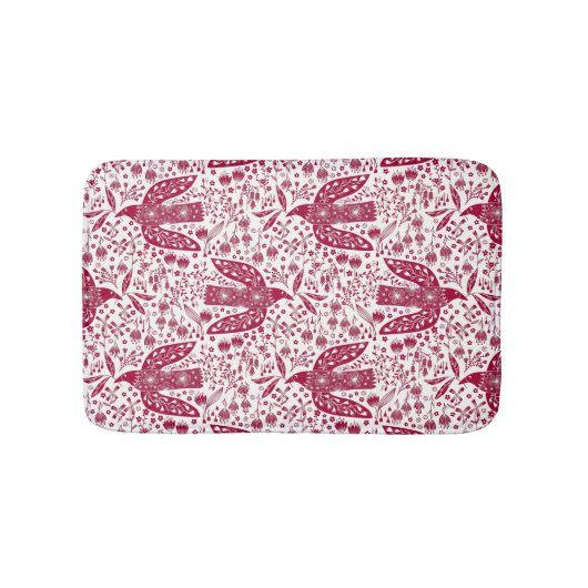Bird Art Red White Badmat (Voorkant)