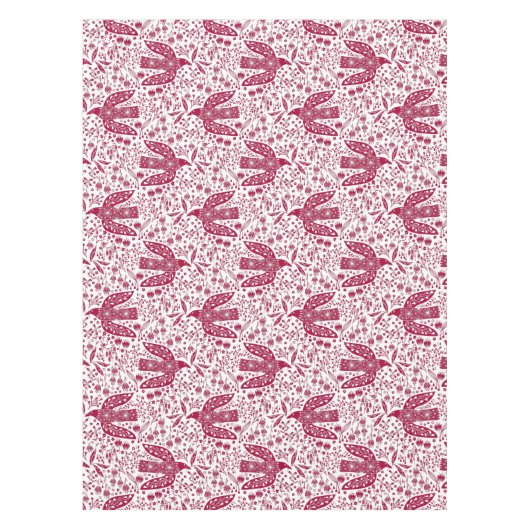 Bird Art Red White Tafelkleed (Voorkant)