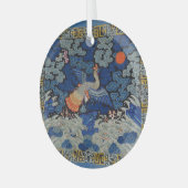 Bird Artwork Crested chinese borduurwerk Glas Ornament (Voorkant links)