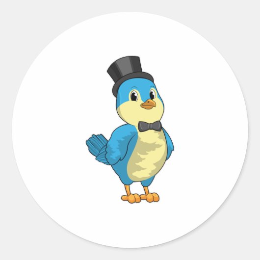 Bird as Groom with Ribbon Ronde Sticker (Voorkant)