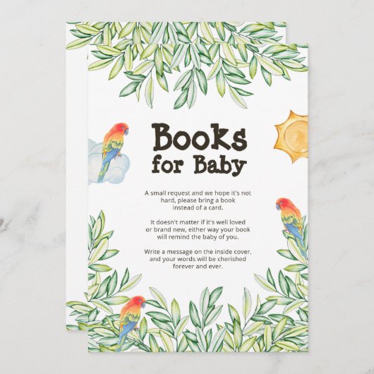 Bird Baby shower Book Request Enclosure Card Kaart (Voorkant / Achterkant)