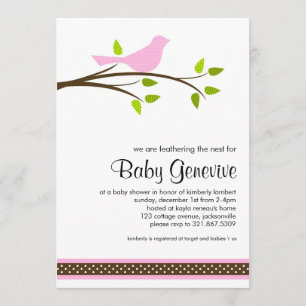 Bird Baby shower Invitation Kaart